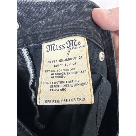 Miss Me Black Skinny Jeans Women’s 29X32 Embellished Flap Pockets Distressed - Picture 8 of 9